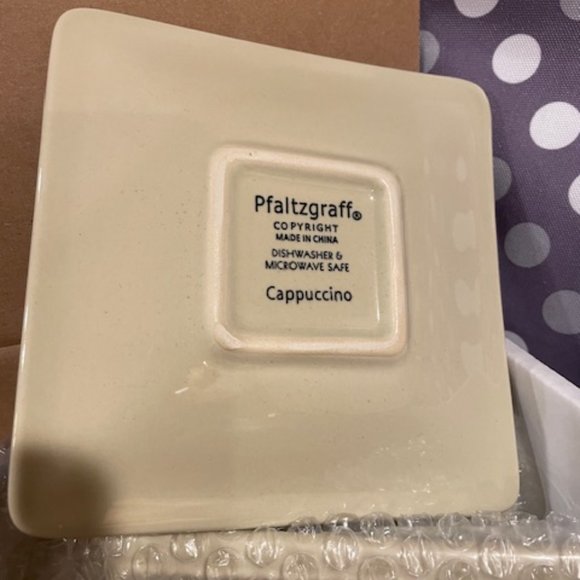 (SOLD)  Pfaltzgraff Cappuccino Square Appetizer Plates set of 4 - Picture 2 of 3